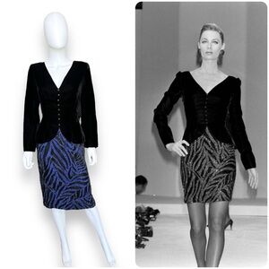 Bob Makie Fall 1998 Velvet Beaded Cocktail Dress